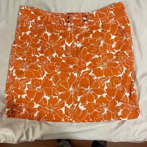 Orange Floral Mini Skirt